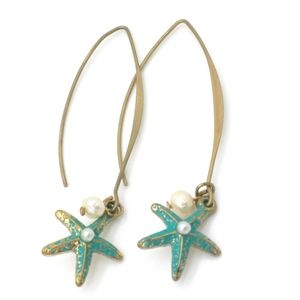 Starfish Hook Earrings Rustic Nautical